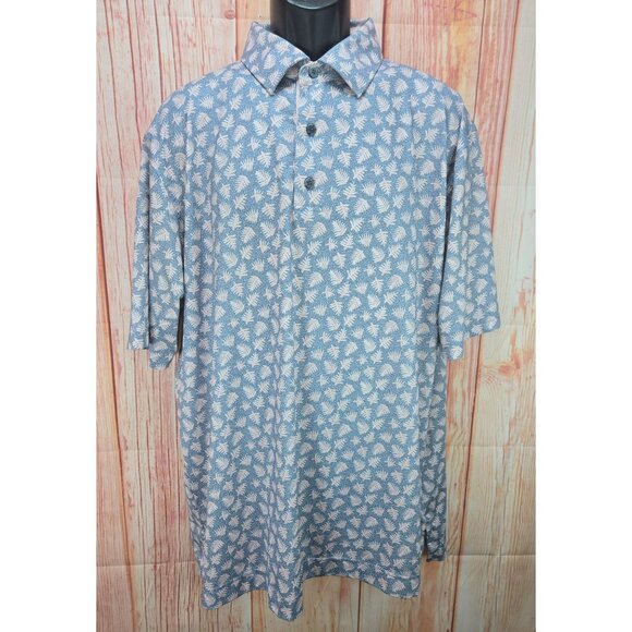 FootJoy Mens XL Polo Shirt Blue & Pink Leaf Print - Picture 1 of 8